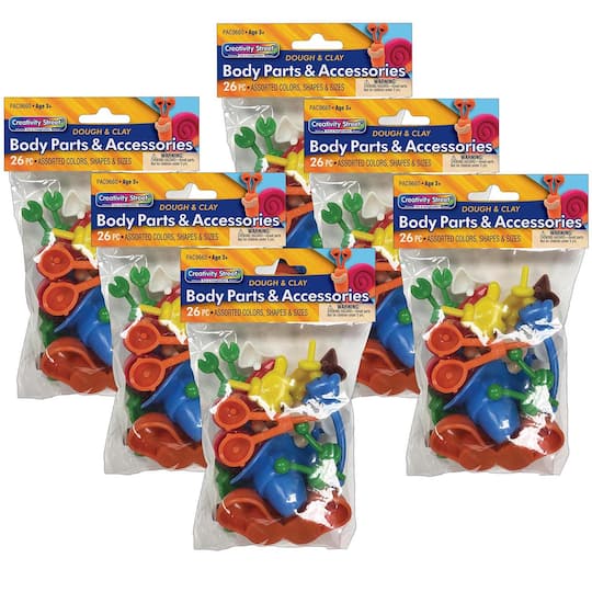 4 Packs: 6 ct. (24 total) Creativity Street&#xAE; Modeling Dough &#x26; Clay Body Parts &#x26; Accessories Set